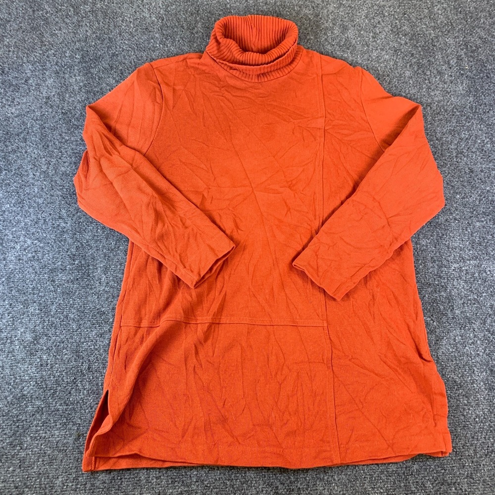 Weekenders Tunic Sweater Womens M Orange Good Turtleneck Pullover Knit Slit